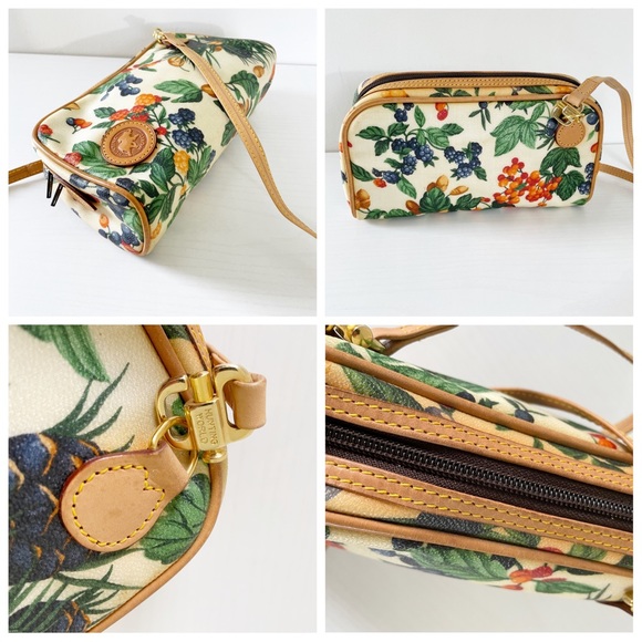 Hunting World floral coated canvas and leather crossbody shoulder bag - Picture 3 of 10